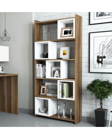 Bibliothèque BOX Noyer - blanc 80 cm