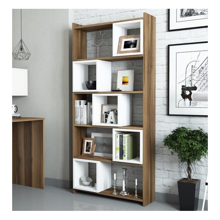 Bibliothèque BOX Noyer - blanc 80 cm