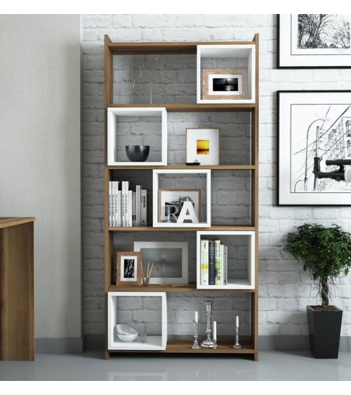 Bibliothèque BOX Noyer - blanc 80 cm