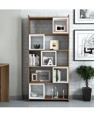 Bibliothèque BOX Noyer - blanc 80 cm