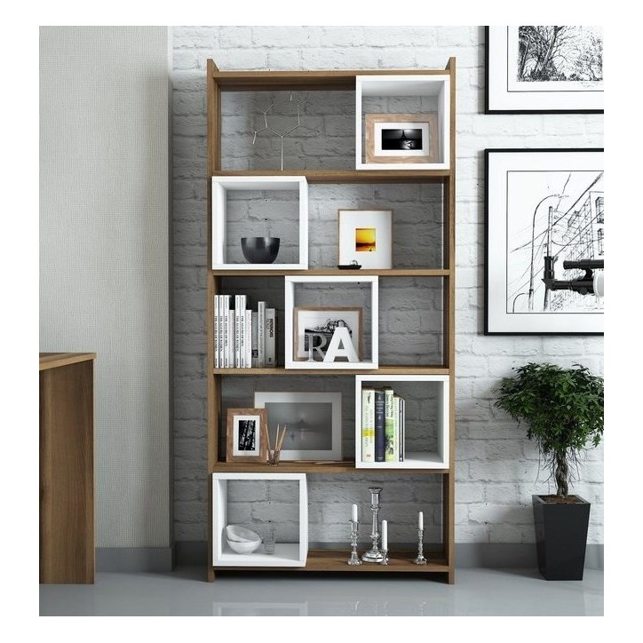 Bibliothèque BOX Noyer - blanc 80 cm