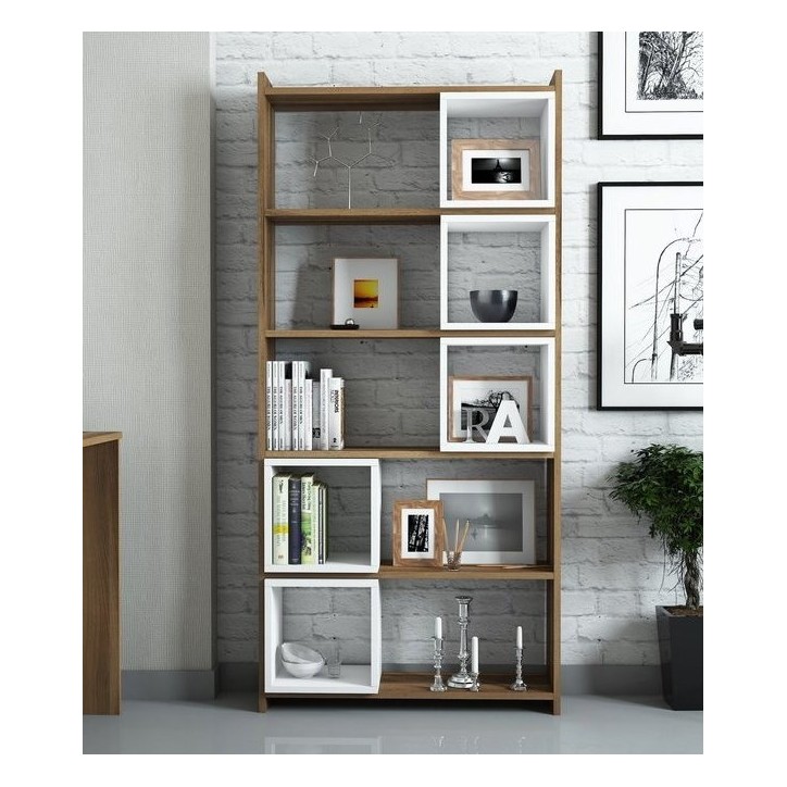 Bibliothèque BOX Noyer - blanc 80 cm