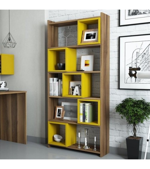 Bibliothèque BOX Noyer - jaune 80 cm