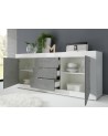 Buffet 2 portes 3 tiroirs BASIC finition blanc-béton 210 cm