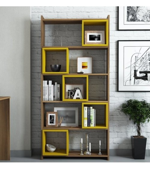 Bibliothèque BOX Noyer - jaune 80 cm