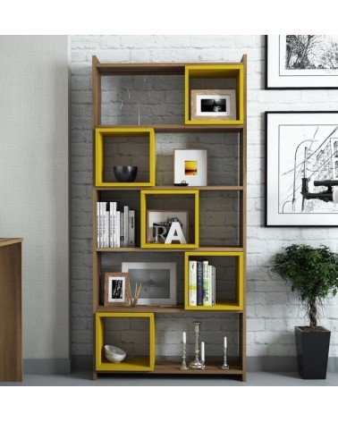 Bibliothèque BOX Noyer - jaune 80 cm