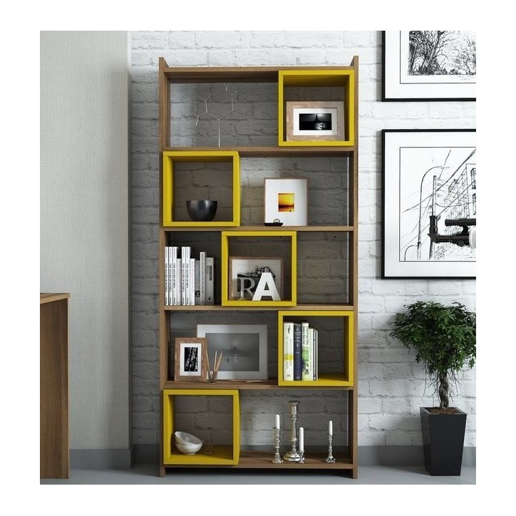 Bibliothèque BOX Noyer - jaune 80 cm
