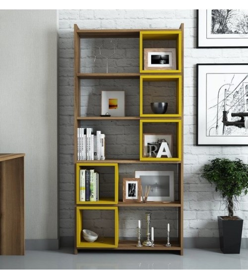 Bibliothèque BOX Noyer - jaune 80 cm