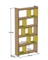 Bibliothèque BOX Noyer - jaune 80 cm
