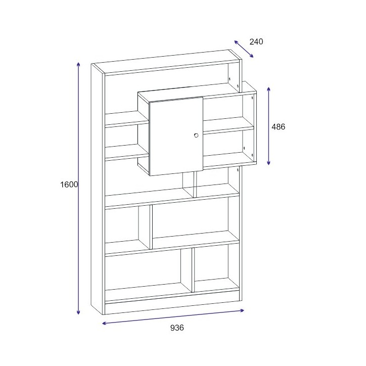 Bibliothèque Tuga 93 cm  blanc et noyer
