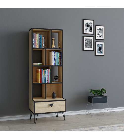 Bibliothèque Galaxy 42 cm chêne et noir