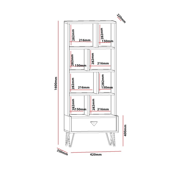 Bibliothèque Galaxy 42 cm chêne et noir