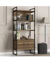 Bibliothèque SCALA 82 cm fer et noyer