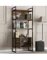 Bibliothèque SCALA 82 cm fer et noyer