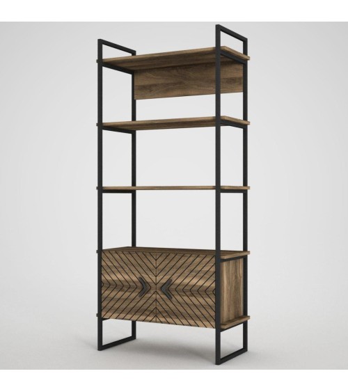 Bibliothèque SCALA 82 cm fer et noyer