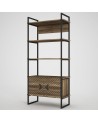 Bibliothèque SCALA 82 cm fer et noyer