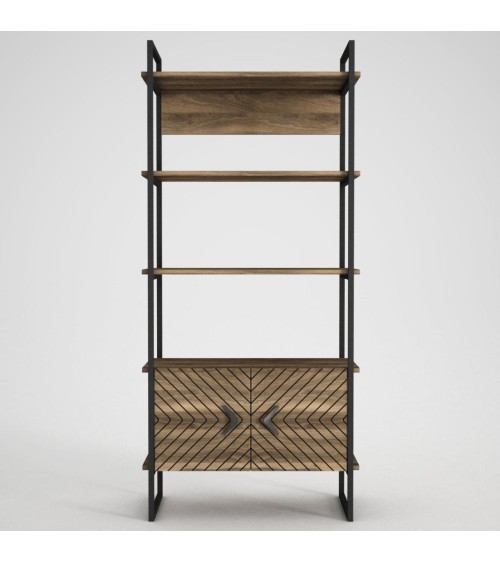 Bibliothèque SCALA 82 cm fer et noyer