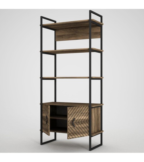 Bibliothèque SCALA 82 cm fer et noyer