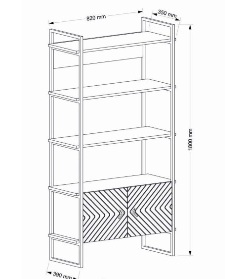 Bibliothèque SCALA 82 cm fer et noyer