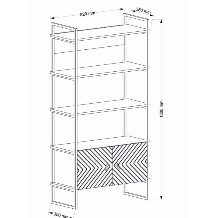 Bibliothèque SCALA 82 cm fer et noyer
