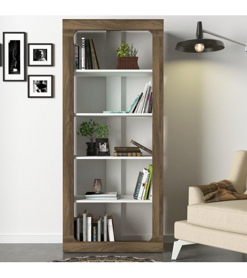 Bibliothèque RENTES 75 cm bois et blanc