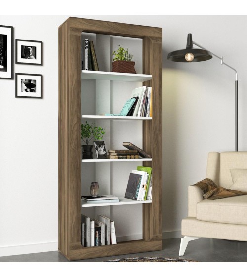 Bibliothèque RENTES 75 cm bois et blanc