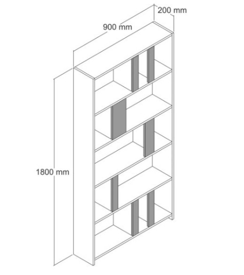 Bibliothèque VARIANT 90 x 180 cm noyer