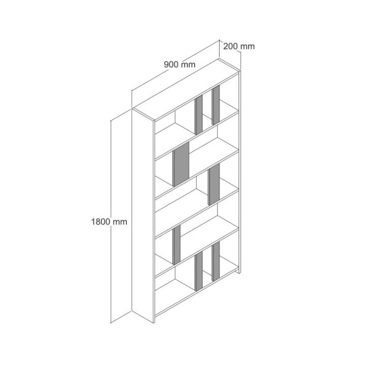 Bibliothèque VARIANT 90 x 180 cm noyer