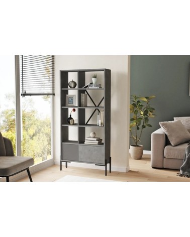 Bibliothèque BRUNO 73,8 x 160 cm béton et noir