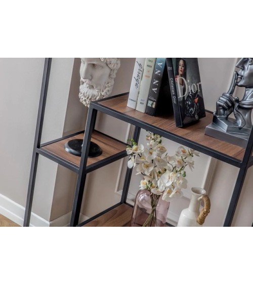 Bibliothèque OVEL 90 x 180 cm noir et bois