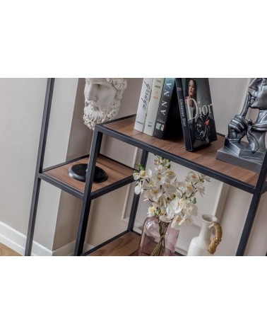 Bibliothèque OVEL 90 x 180 cm noir et bois