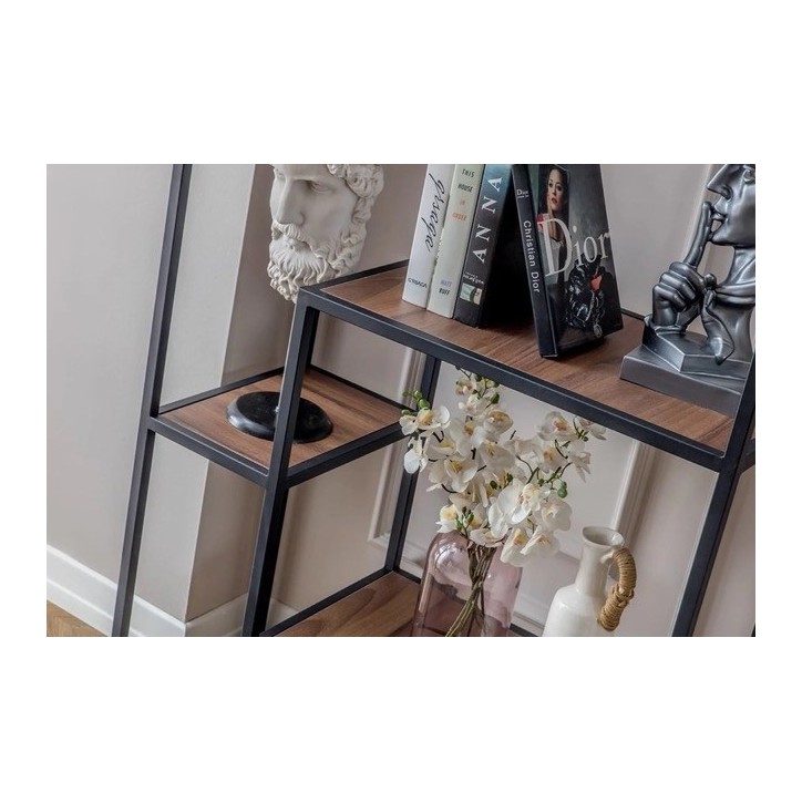 Bibliothèque OVEL 90 x 180 cm noir et bois