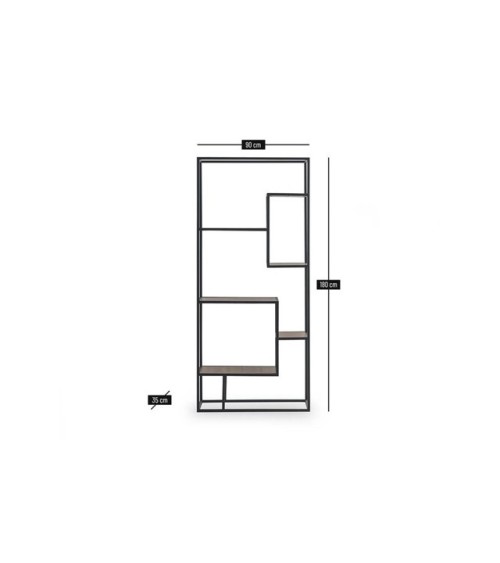 Bibliothèque OVEL 90 x 180 cm noir et bois