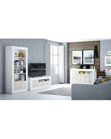 Bibliothèque 4 étagères + 2 portes 94 x 35 x 181 cm blanc artik-blanc poli