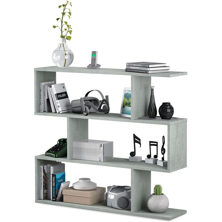 Étagère basse 3 niveaux 110 x 25 x 97 cm béton