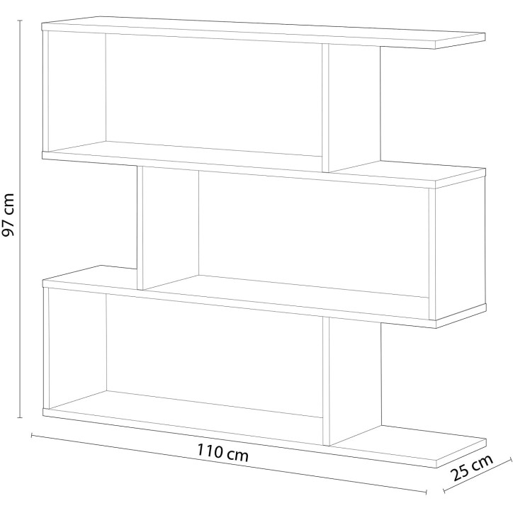 Étagère basse 3 niveaux 110 x 25 x 97 cm béton