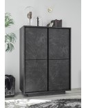 Argentier 4 portes VISCONTI finition Marbre noir 92x145x43 cm