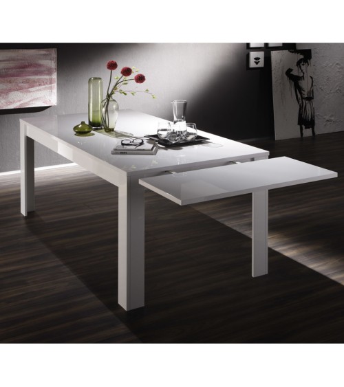 Table à manger extensible BASIC finition blanc laqué 137-185/79/90 cm