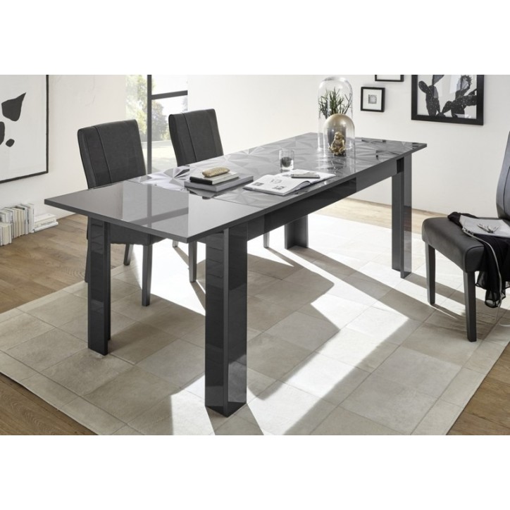 Table à manger extensible LUTHER anthracite 137-185x79x90 cm