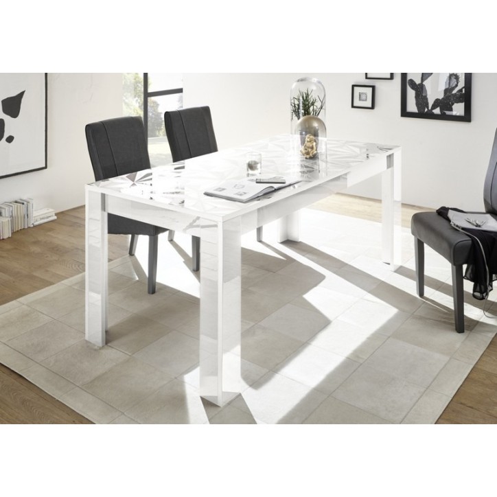 Table à manger extensible LUTHER en blanc 137-185x79x90 cm