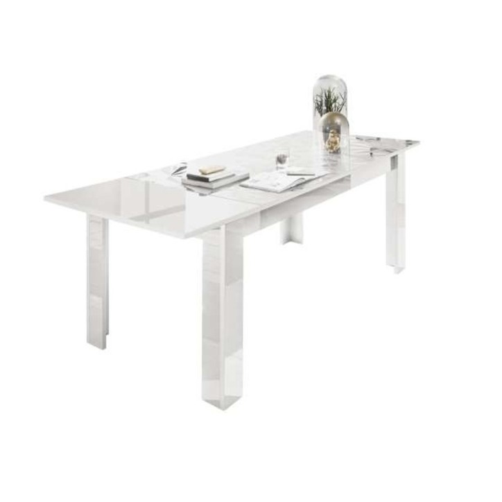 Table à manger extensible LUTHER en blanc 137-185x79x90 cm