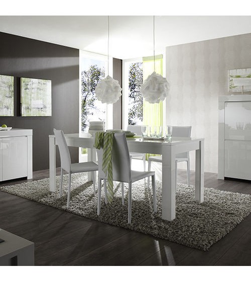 Table à manger LAZARRO 180 cm blanc laqué