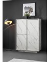 Argentier 4 portes VISCONTI finition Marbre blanc 92x145x43 cm
