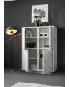 Argentier 4 portes VISCONTI finition Marbre blanc 92x145x43 cm