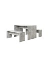 Table de salon BERLINO 118 cm + 2 bancs 113 cm béton