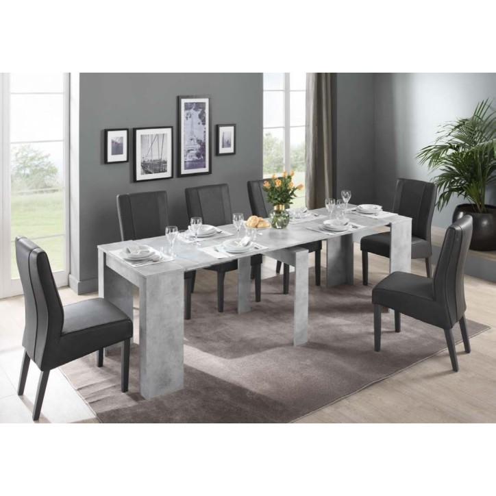 Table/console extensible 54-252 cm effet béton