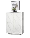 Argentier 4 portes VISCONTI finition Marbre blanc 92x145x43 cm
