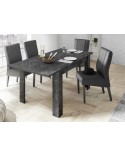Table à manger extensible VISCONTI finition marbre noir 137-185/79/90 cm