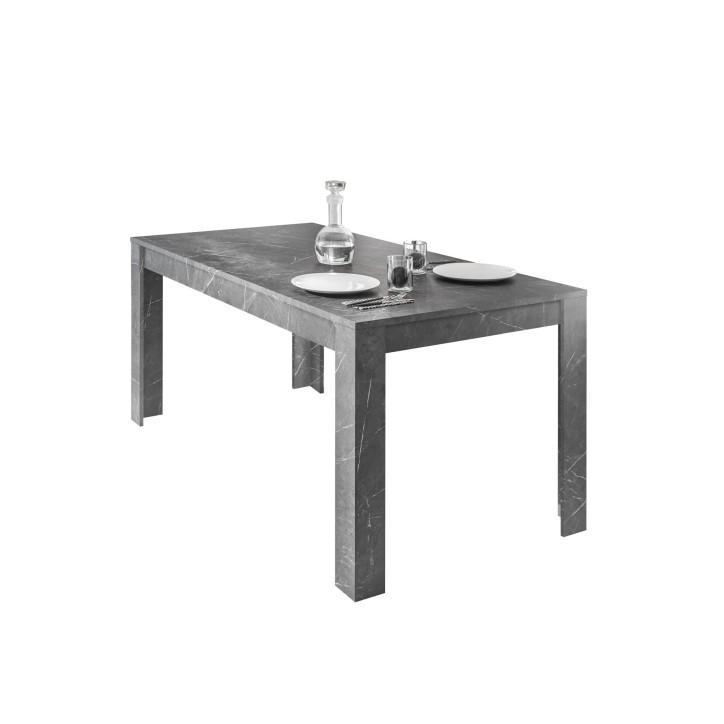 Table à manger extensible VISCONTI finition marbre noir 137-185/79/90 cm