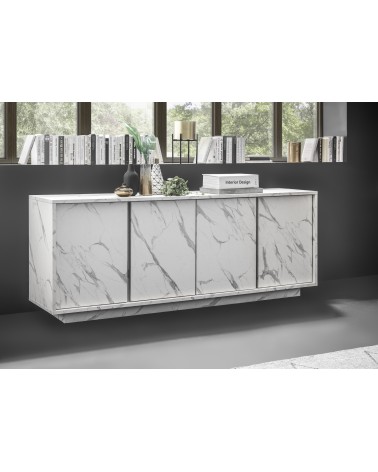 Buffet VISCONTI finition marbre blanc 180 cm